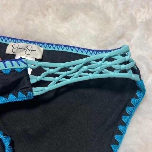 Jessica Simpson Womens Black Lattice Embroidered Swim Bottom Separates X… - Picture 2 of 5